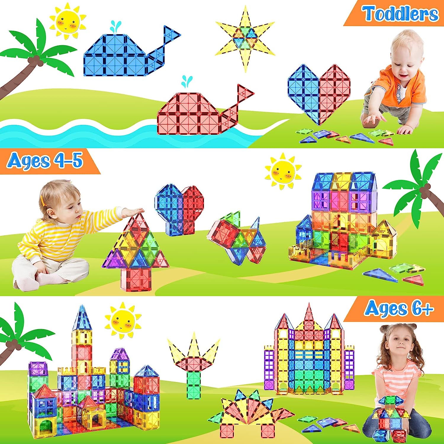 Maliben | Montessori Magnetic Tiles - Discover Endless Building Fun