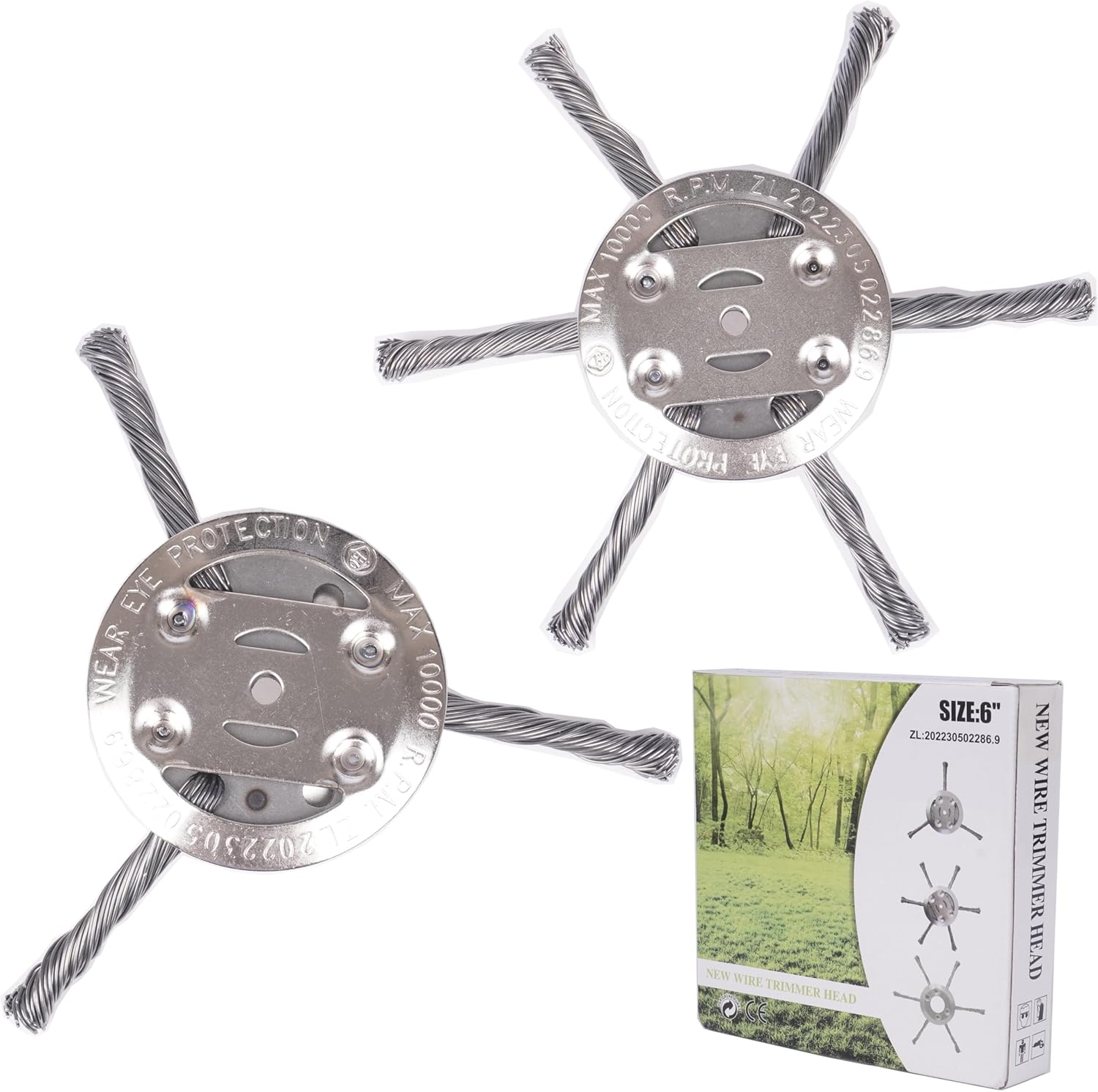 Maliben | 6" Twisted Wire Weed Brush – Steel TriMmer Head For 5 mm Shaft Electric Grass Cutters
