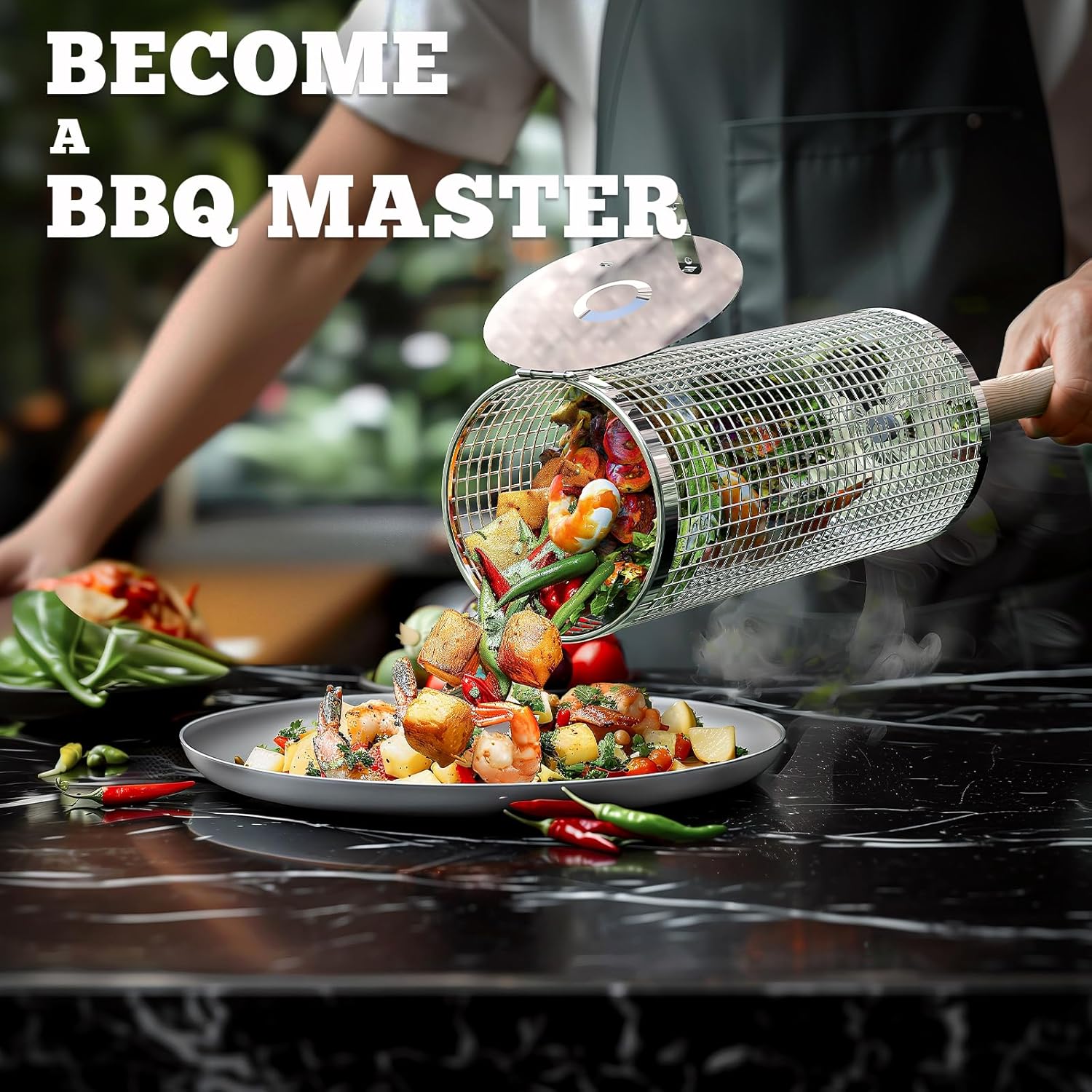 Maliben | Premium Grill Baskets | Stainless Steel Bbq Tool For Outdoor Cooking