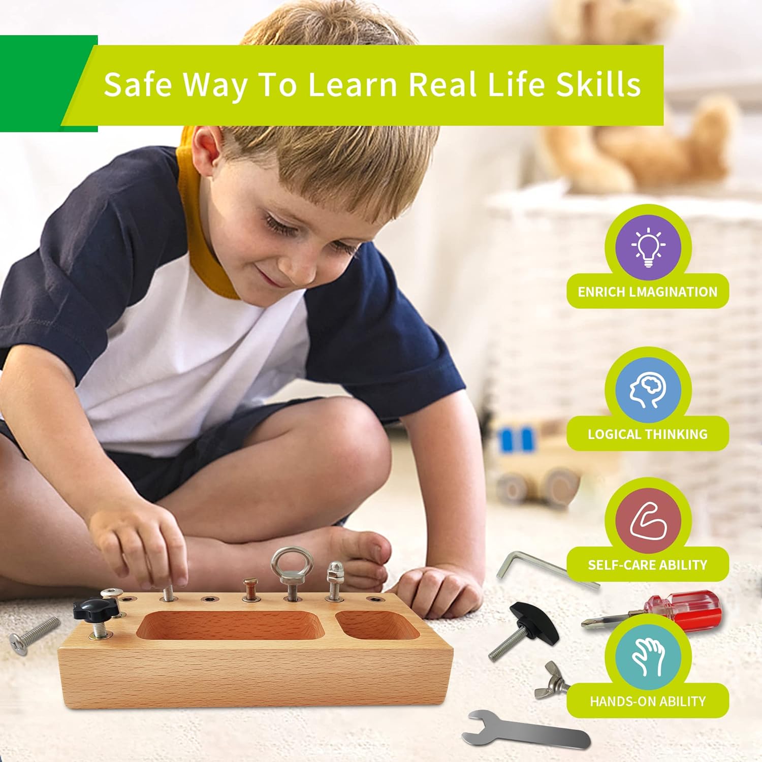 Maliben | Busy Board Toy - Educational Montessori Play Board For Creative Children