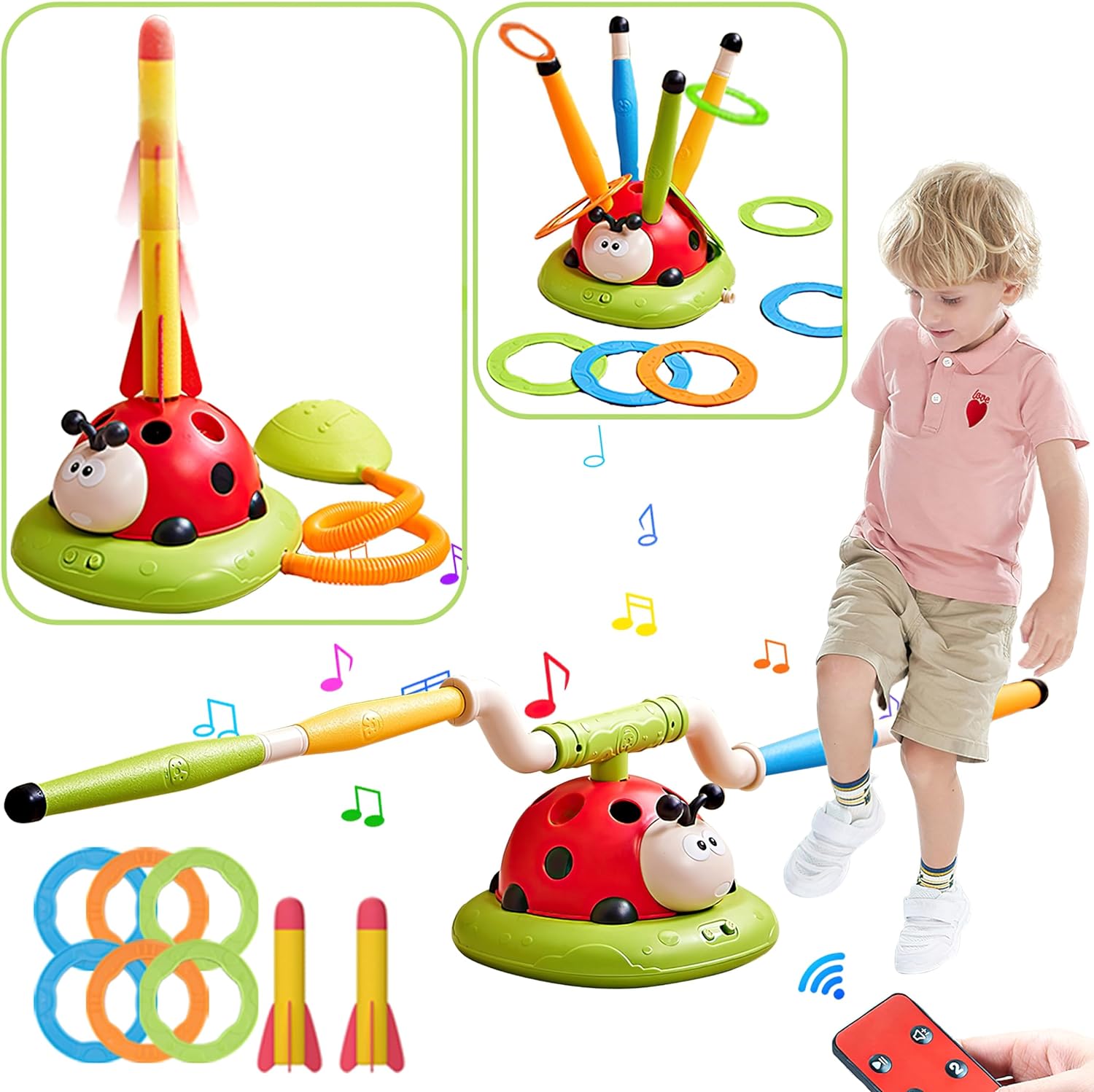 Maliben | 3-In-1 Ring Toss And Rocket Games - Exploration Of Adventure