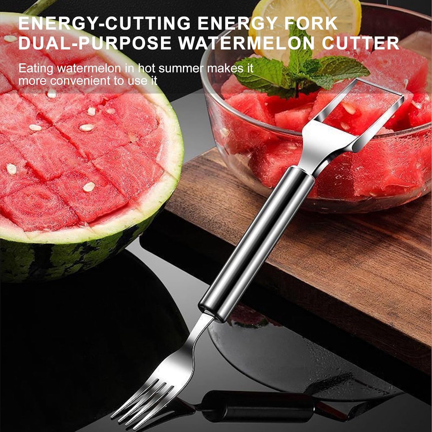 Maliben | Woyuosn 2-In-1 Stainless Steel Watermelon Fork Slicer