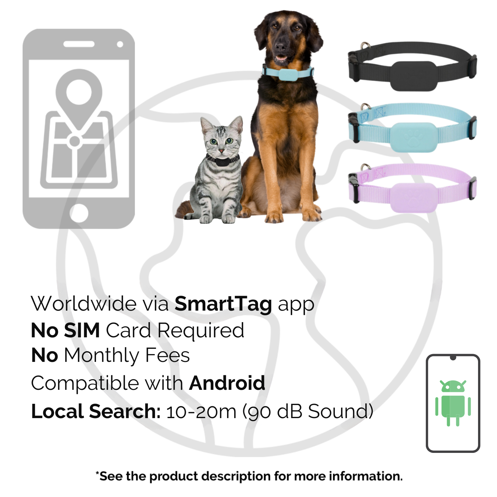 Maliben | AnimalTracker Mini – Smart Dog and Cat Bluetooth Collar Tracker