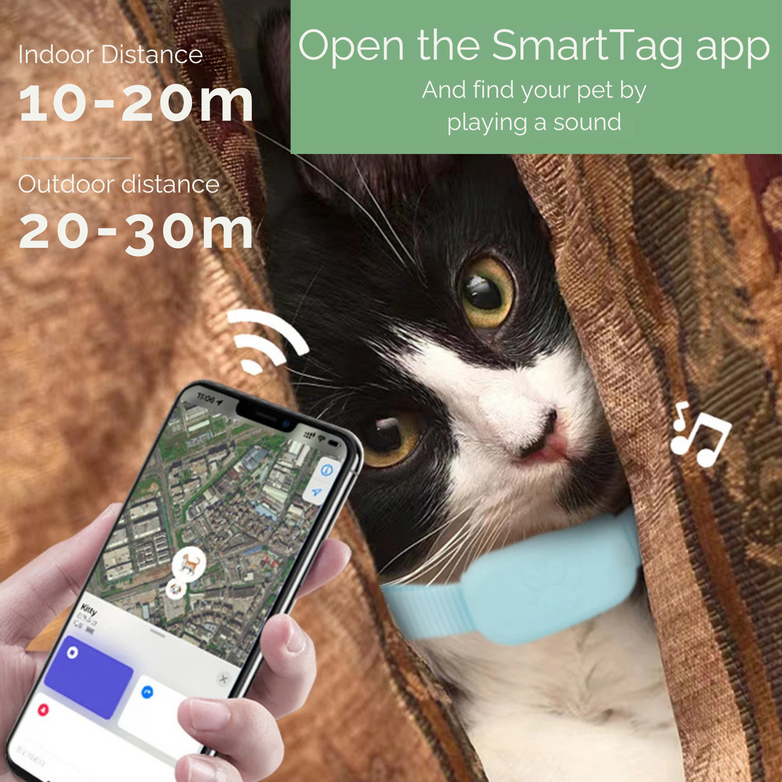 Maliben | AnimalTracker Mini – Smart Dog and Cat Bluetooth Collar Tracker