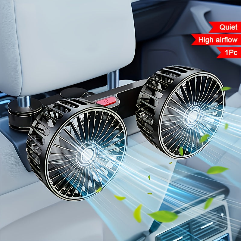 Maliben | Double Fan Airtrek Duo | 360° Rotatable | Ultra-Quiet & Compact | Usb Car Fan With 5 Blades