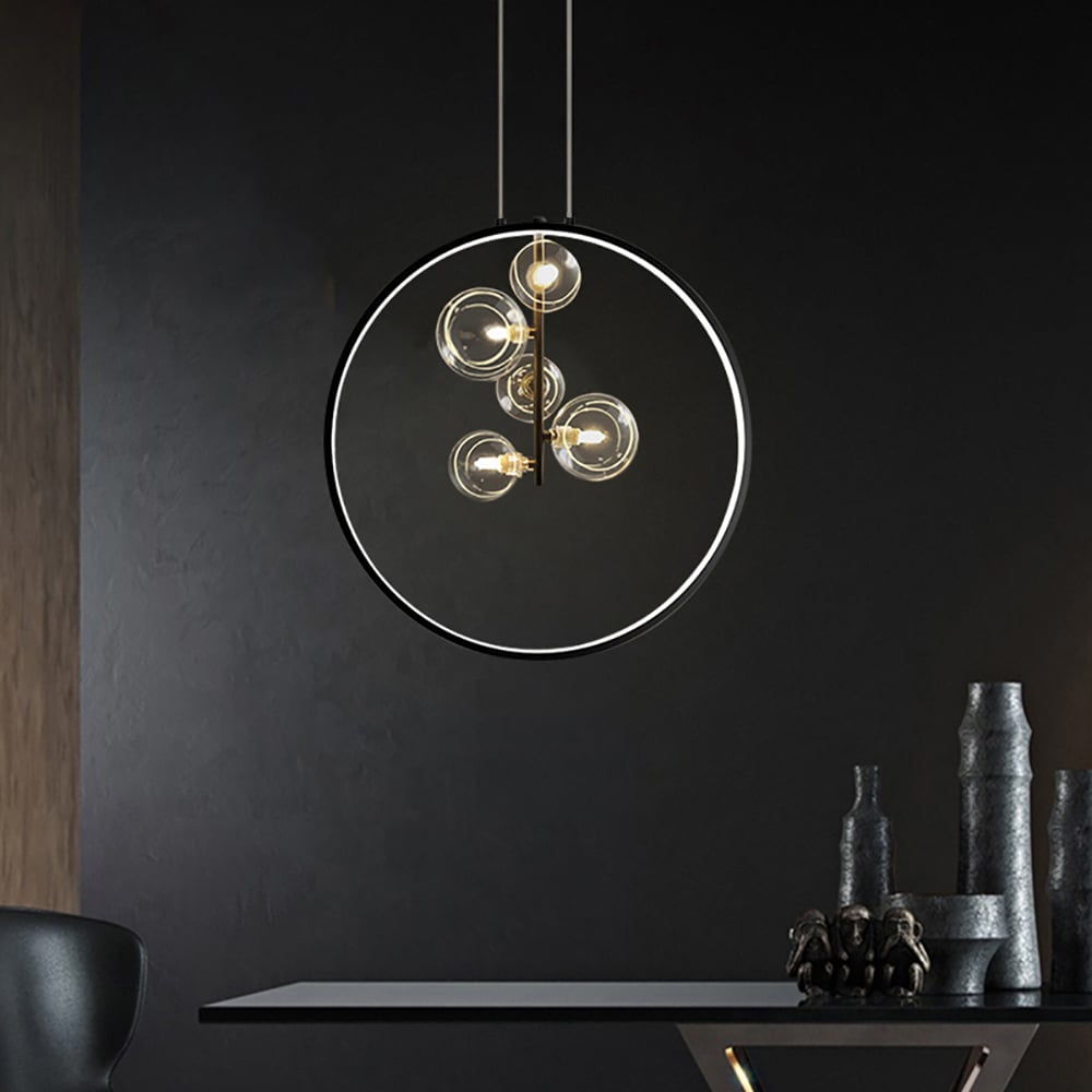 Maliben | Minimalist Glass Ball Pendant Light Black