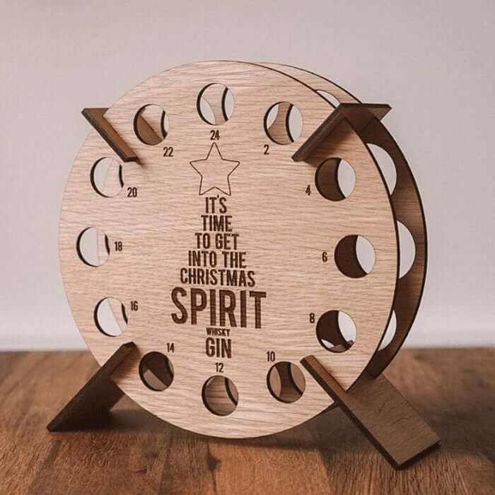 Maliben | Wooden Advent Calendar | Christmas Tree Shape & Refillable | For Beer, Wine & Mini Bottles | Reusable