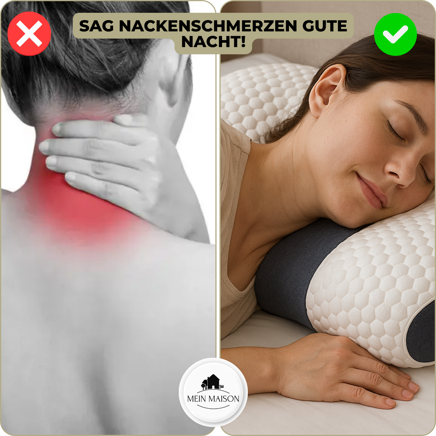 Maliben | Ergonomic Neck Pillow Memory Foam Breathable Contour