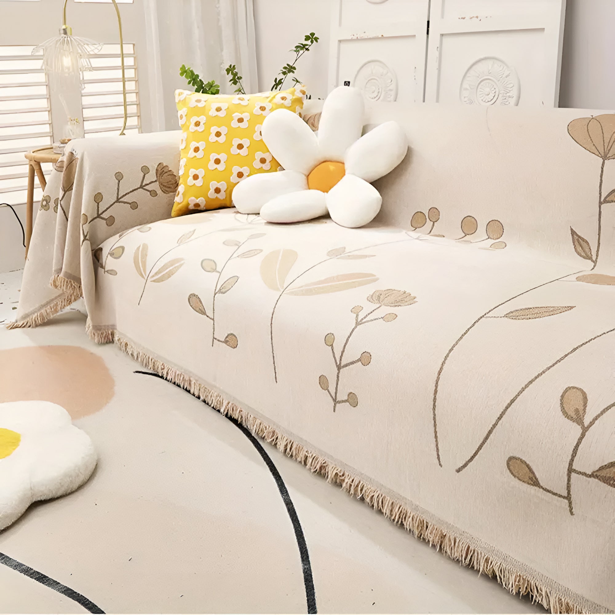 Maliben | Modern Bloom Reversible Sofa Cover