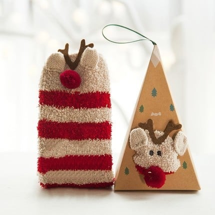 Maliben | Christmas Socks In Gift Box Design | Plush House & Cuddle Socks | Universal Size