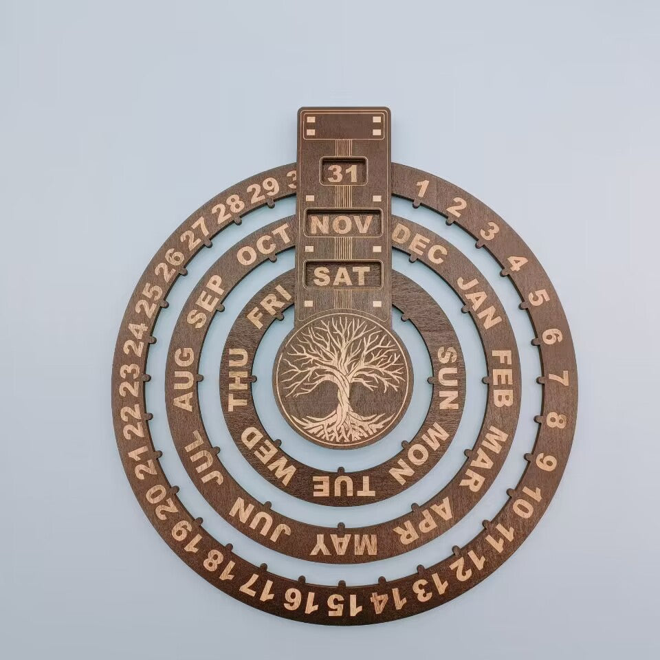 Maliben | Wooden Rotating Circular Perpetual Calendar