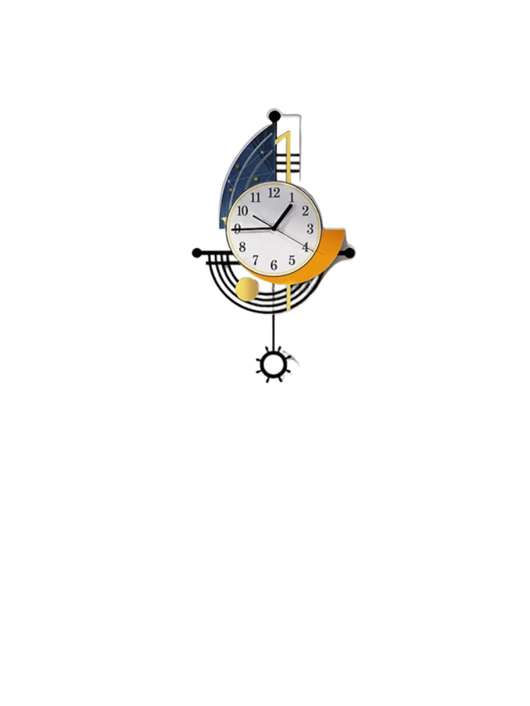 Maliben | Decorative Wall Clock Navigation Sailboat Creative Design Clock Indoor Clock Decoration Living Room Background Wall Decor