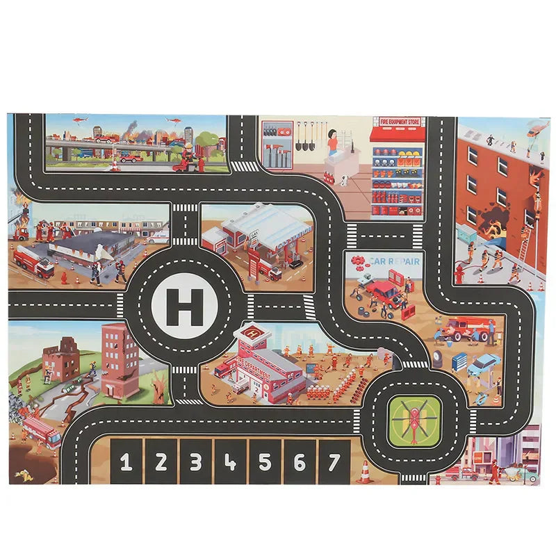 Maliben | Fun On Wheels – Traffic Play Mat For Kids