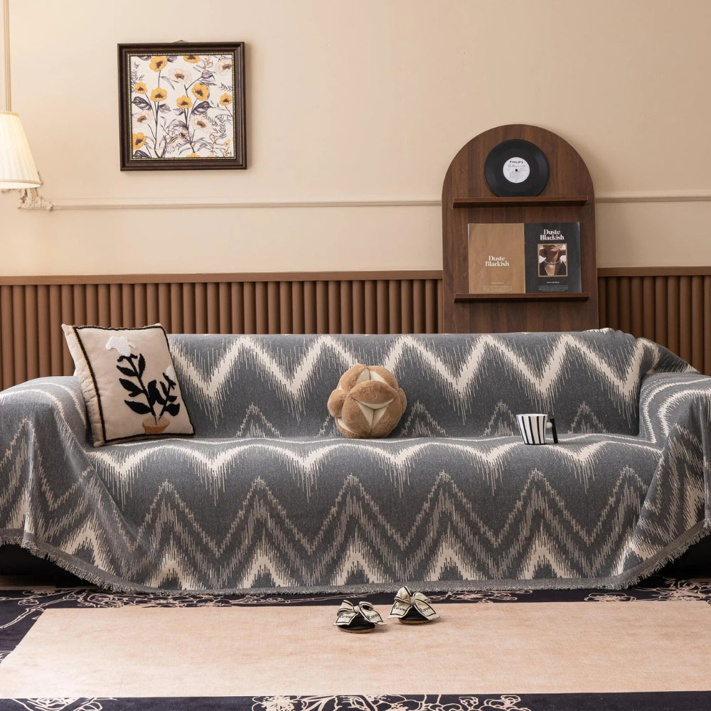 Maliben | Ochre Streak Textured Sofa Cover