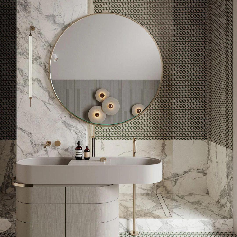 Maliben | Aurora D'or - Round Alabaster/Aluminum Wall Lamp