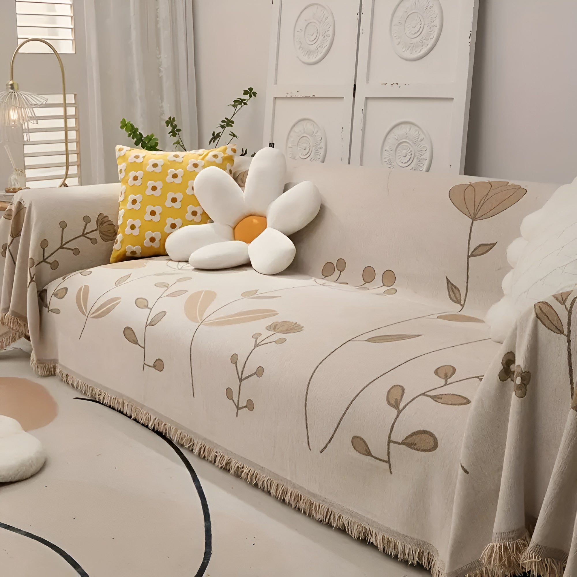 Maliben | Modern Bloom Reversible Sofa Cover