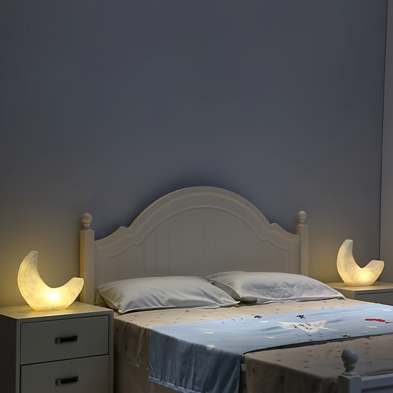 Maliben | Half Moon Night Lamp In Art Deco Style – Battery Powered With Switch