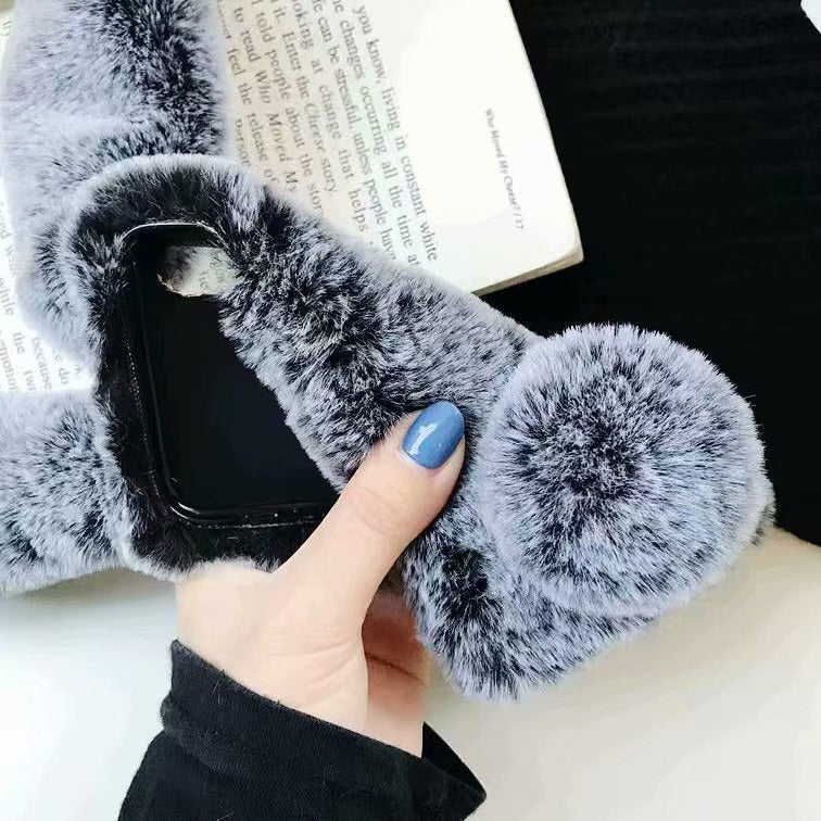 Maliben | Grey Fox Hair Fur Ball Grid Design Iphone Cases