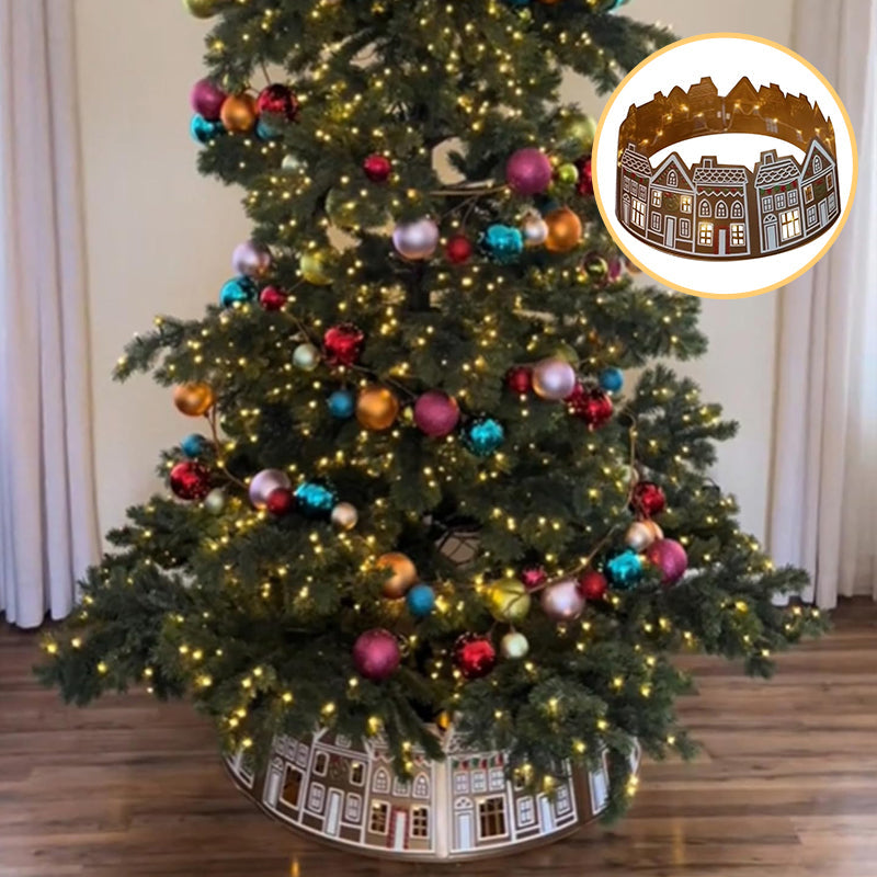 Maliben | LED Gingerbread House Christmas Tree Collar Tree Skirt