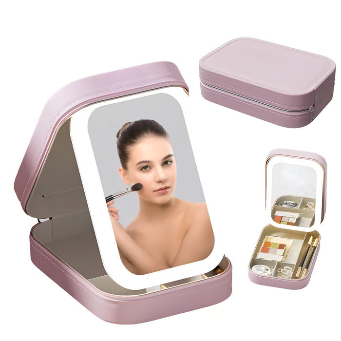 Maliben | Portable Makeup Organizer — Compact Led Mirror With Adjustable Lighting
