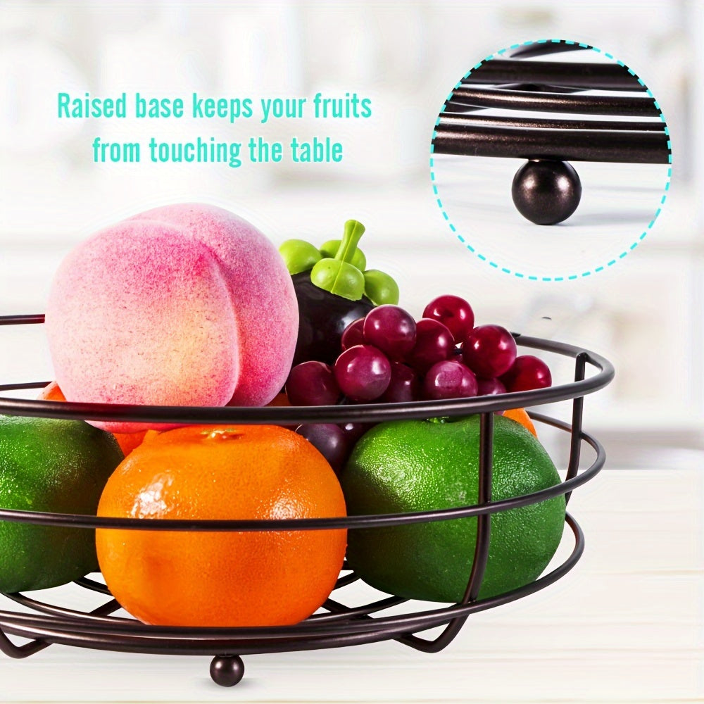 Maliben | 2-Layer Oval Fruit Basket With Banana Holder – Metal Kitchen Organizer