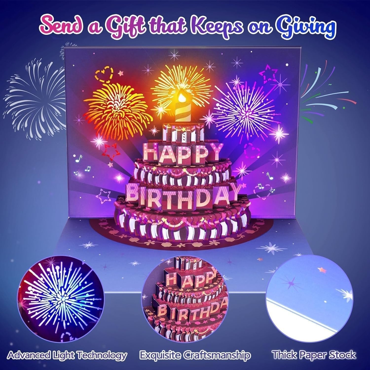 Maliben | Blow-Out Led Musical 3d Birthday Card