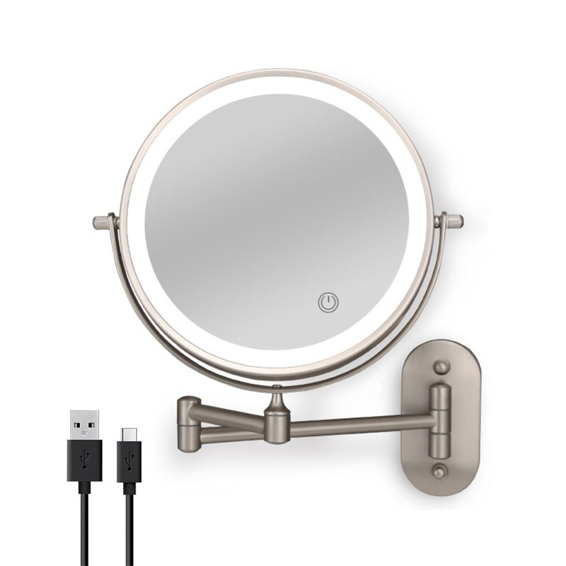 Maliben | Rechargeable Wall-Mounted ShavIng Mirror | 360° Rotation. 1x/10x Magnification And Adjustable Led Lighting For Use in The Bathroom