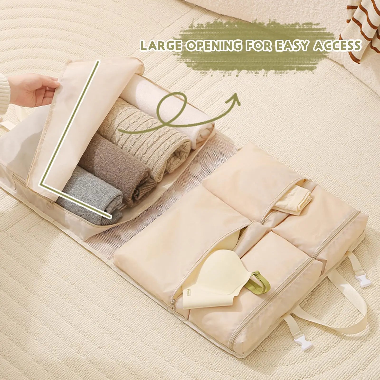 Maliben | Packwonder Hanging Travel Bag | Compact & Foldable | With Multiple Compartments | Stylish Organizer
