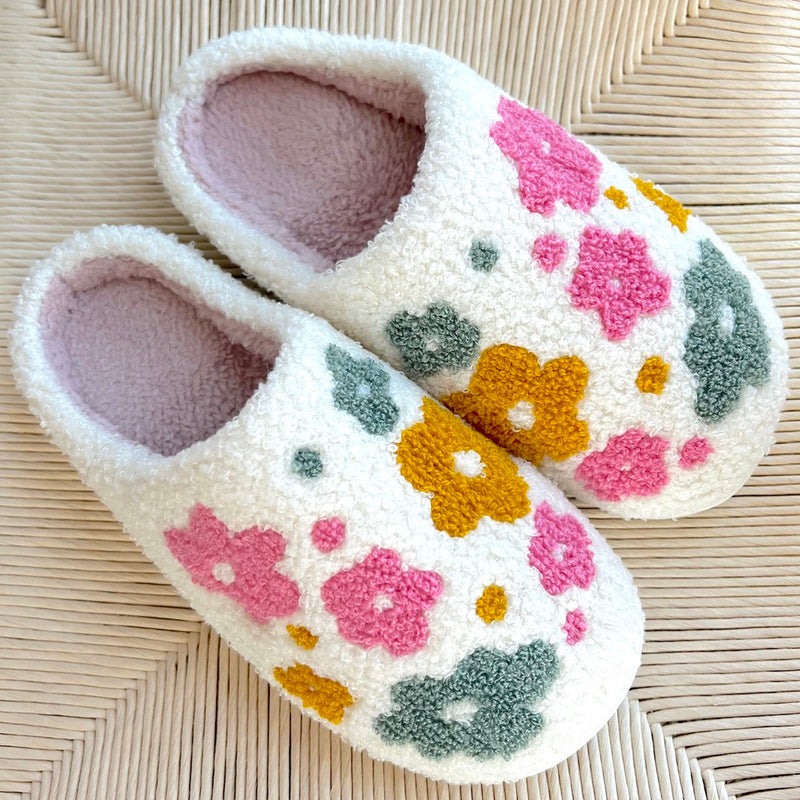 Maliben | Blumina | Warm Slippers | Floral Pattern | Non-Slip Sole