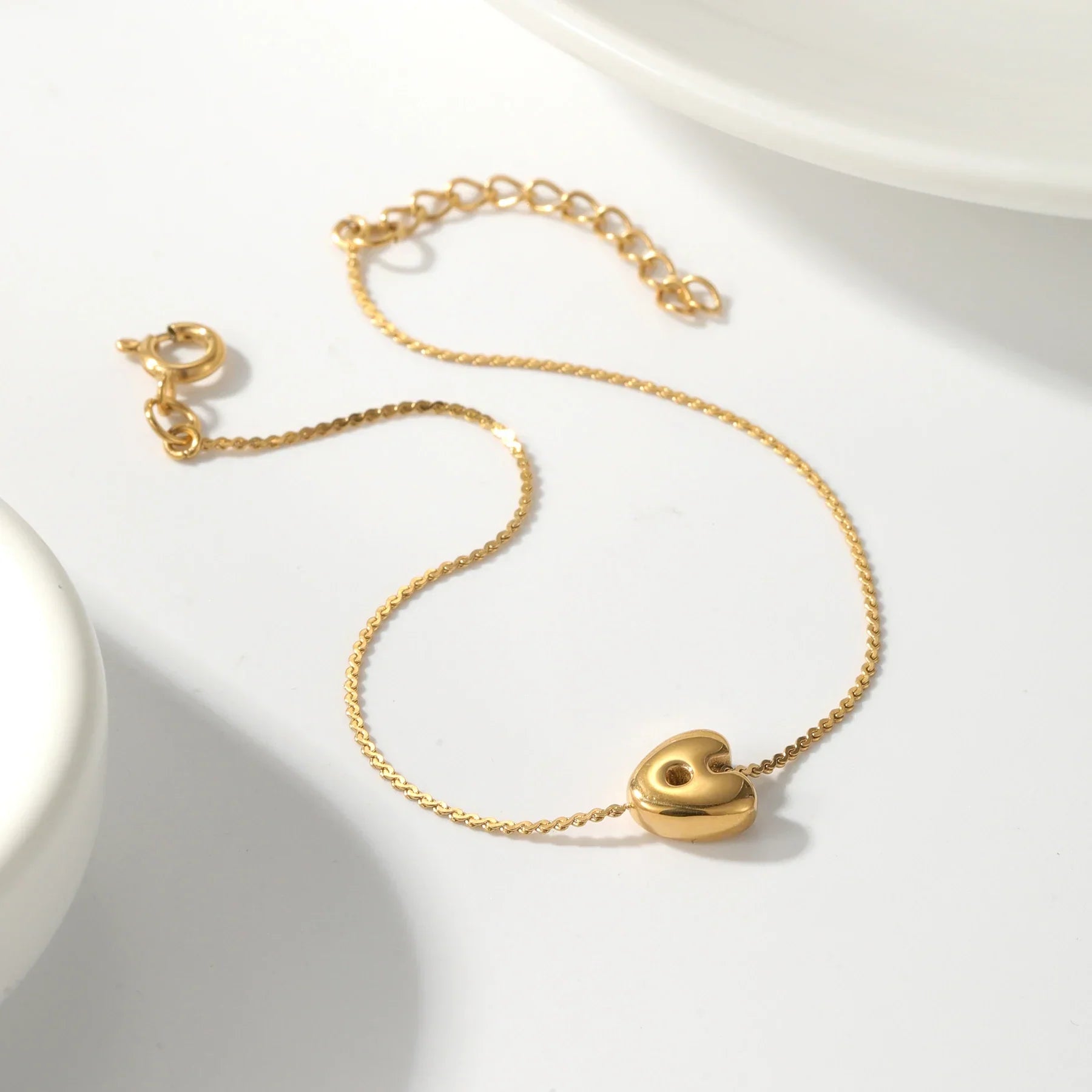 Maliben | Dainty Bubble Letter Initial Bracelet