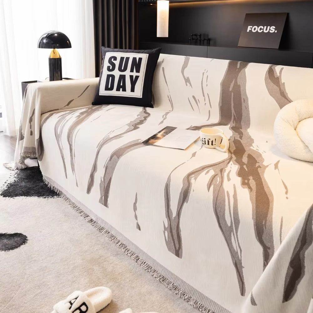Maliben | Abstract Brushstroke Chenille Sofa Cover