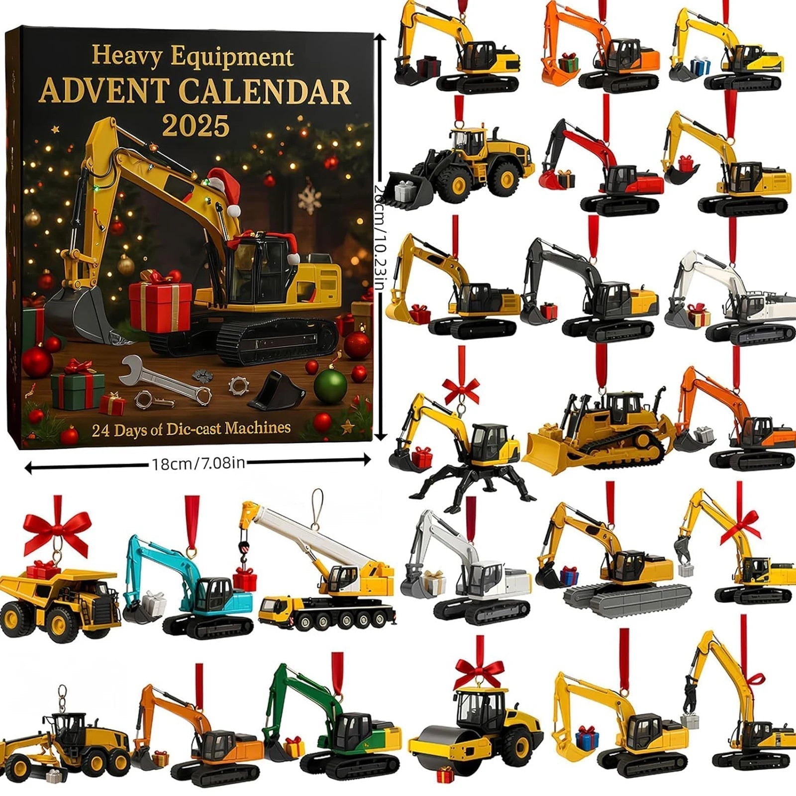 Maliben | Advent Calendar For Children | Ornaments In The Shape Of Construction Vehicles