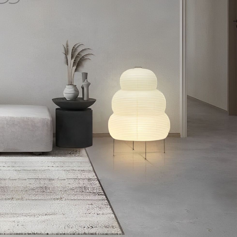 Maliben Zen Floor Lamp – Japanese Wabi-Sabi Style with 3-Mode Dimmable LED Light