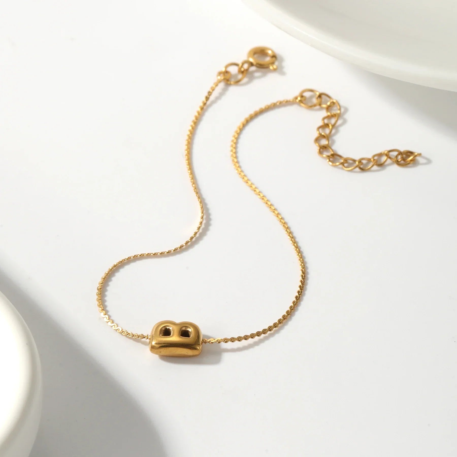 Maliben | Dainty Bubble Letter Initial Bracelet