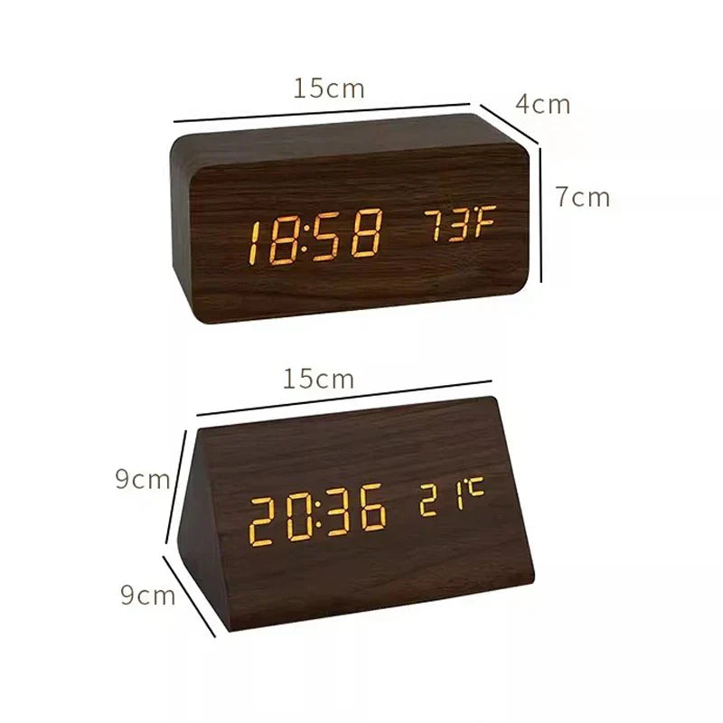 Maliben | Charms | Digital Wooden Alarm Clock | Including Temperature Display