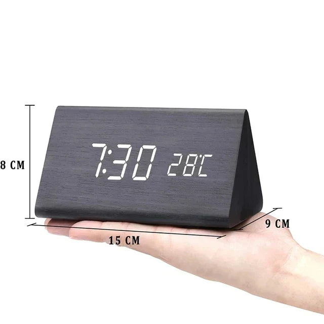 Maliben | Charms | Digital Wooden Alarm Clock | Including Temperature Display