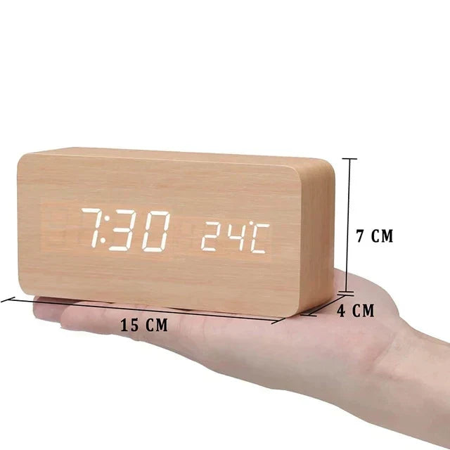 Maliben | Charms | Digital Wooden Alarm Clock | Including Temperature Display