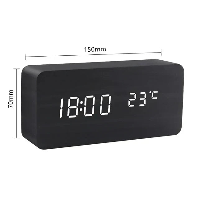 Maliben | Charms | Digital Wooden Alarm Clock | Including Temperature Display