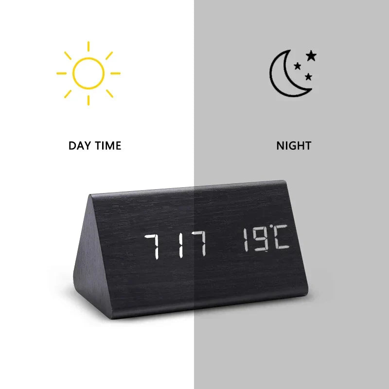 Maliben | Charms | Digital Wooden Alarm Clock | Including Temperature Display