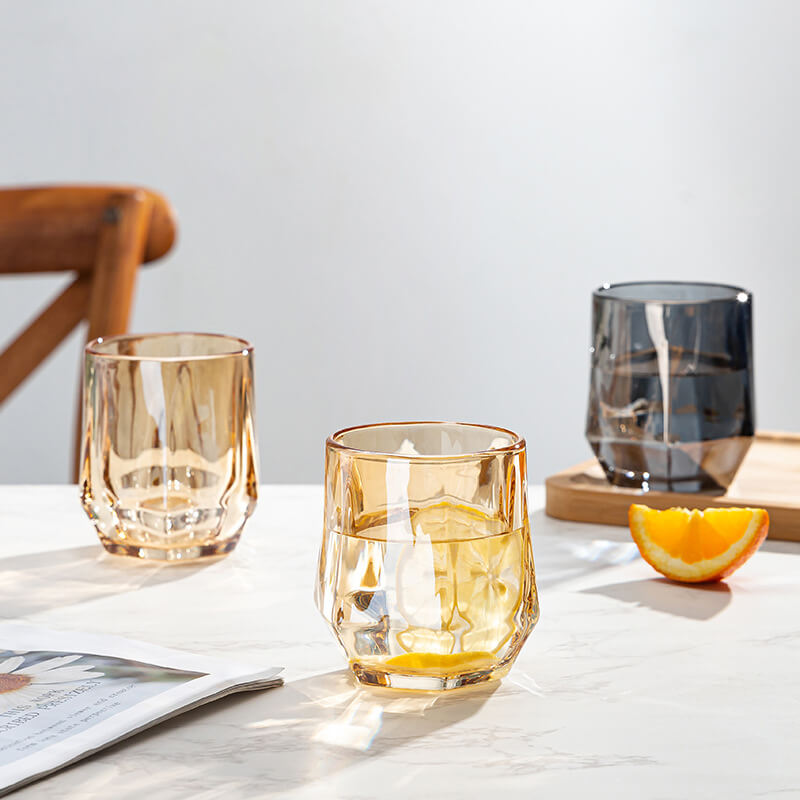 Maliben | Amber hexagonal Glass Cups