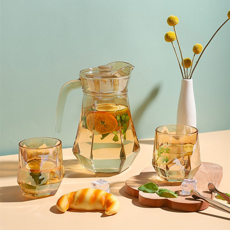 Maliben | Amber hexagonal Glass Cups