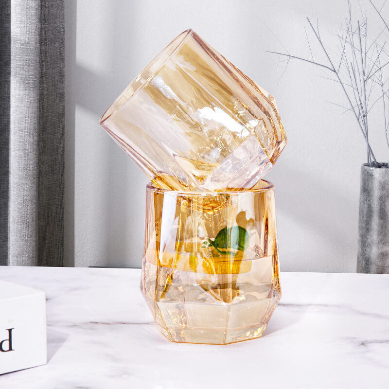 Maliben | Amber hexagonal Glass Cups
