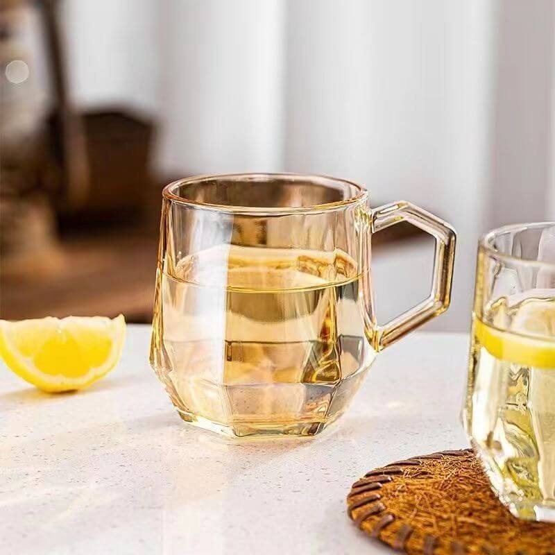 Maliben | Amber hexagonal Glass Cups
