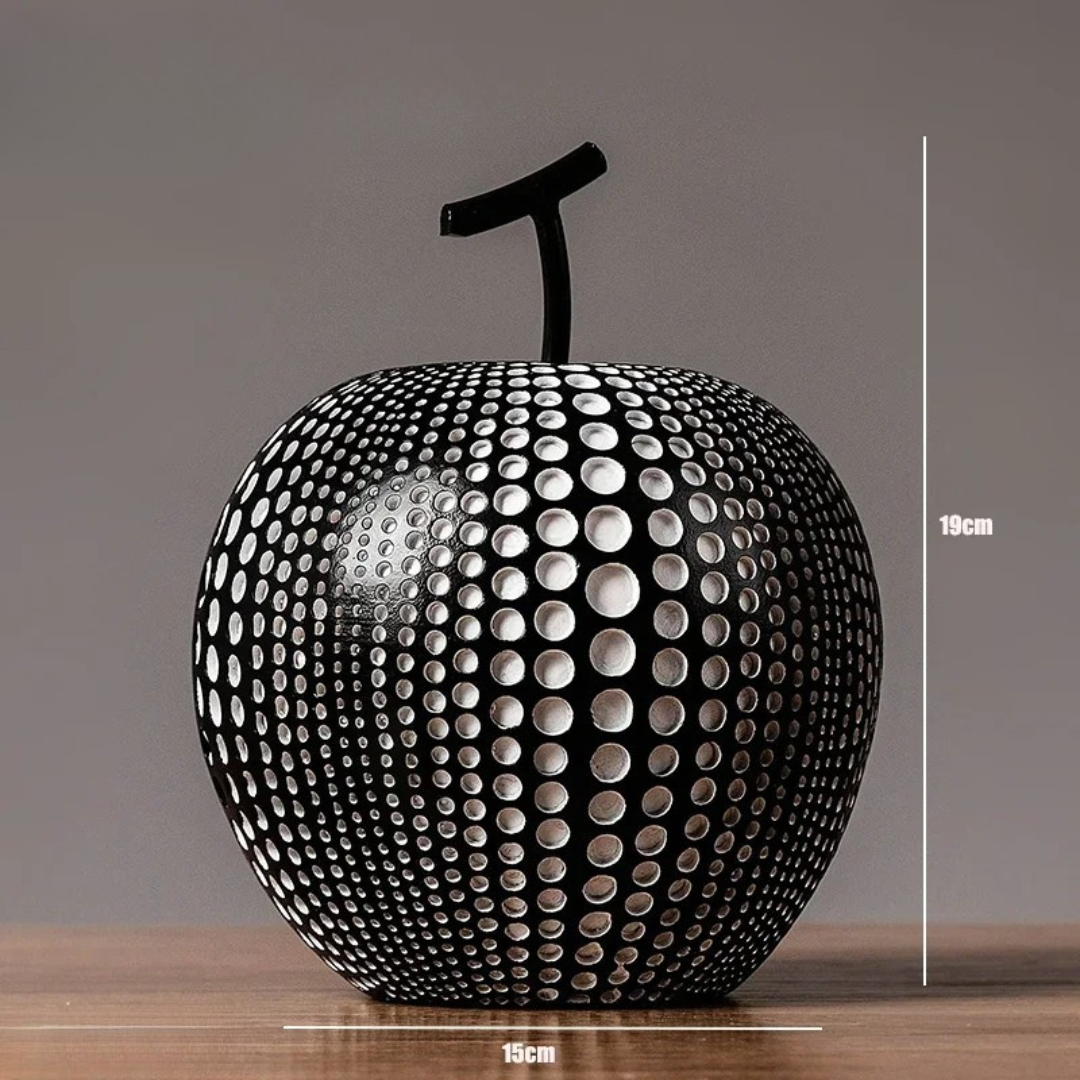 Maliben | Monoapple Decorative Figurine – Black & White Polka Dot Apple