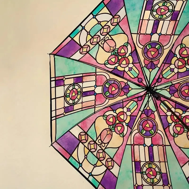Maliben | Automatic Umbrella – Vintage Design With Stained Glass And Wind Predection