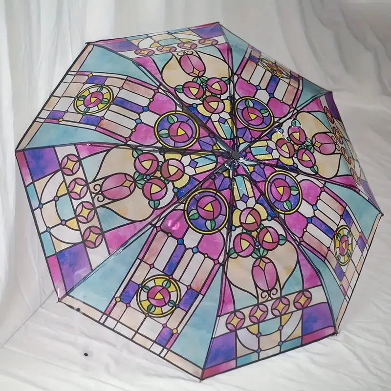 Maliben | Automatic Umbrella – Vintage Design With Stained Glass And Wind Predection