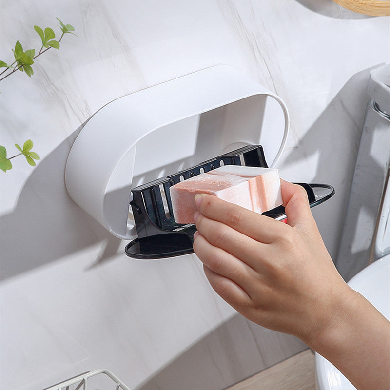 Maliben | Hole-Free Wall-Mounted Drainage Flip-Top Soap Box