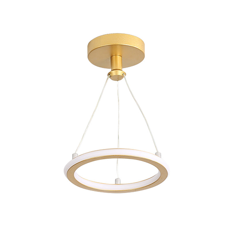 Maliben | Contemporary Nordic Round Metal Silica Led Semi-Flush Mount Ceiling Light For Corridor