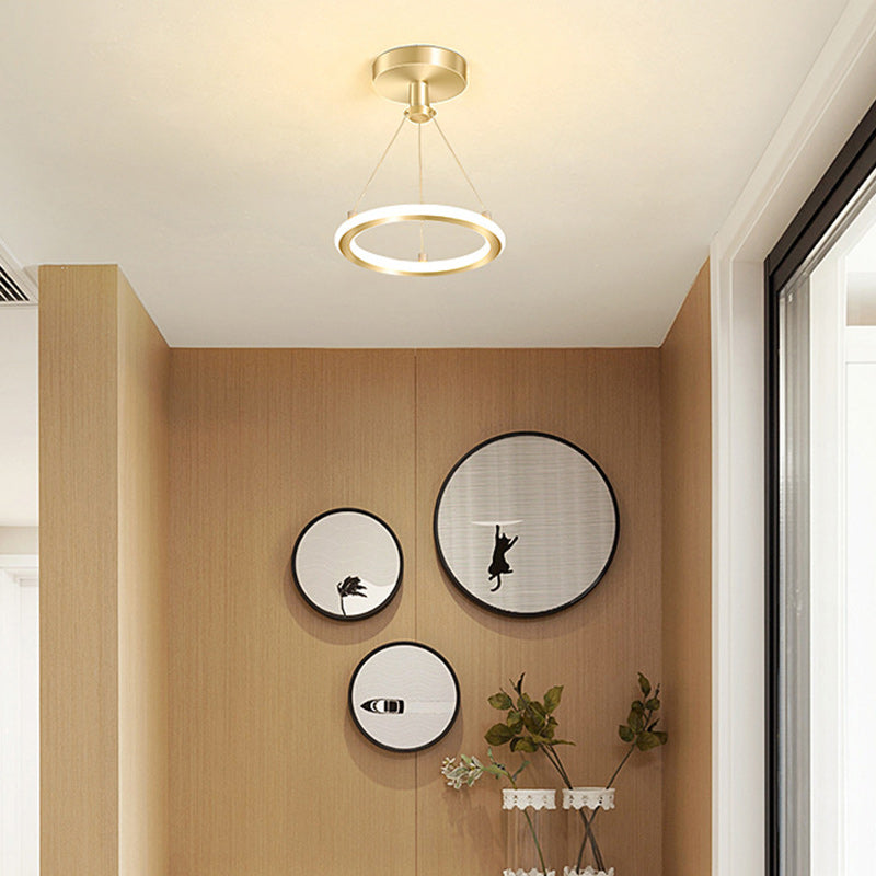 Maliben | Contemporary Nordic Round Metal Silica Led Semi-Flush Mount Ceiling Light For Corridor