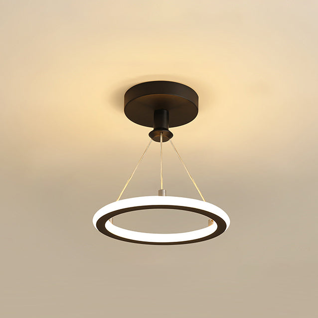 Maliben | Contemporary Nordic Round Metal Silica Led Semi-Flush Mount Ceiling Light For Corridor